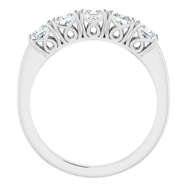 0.90 ct. Princess Cut Diamond Wedding Band 5 Stone Anniversary Ring-VIRABYANI